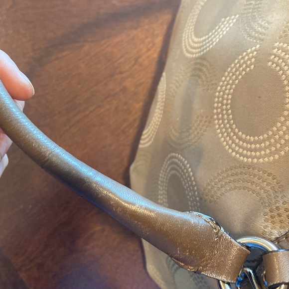 Coach Madison Op Art cream & beige with brown trim Large Sophia Satchel F159057 - Picture 6 of 14